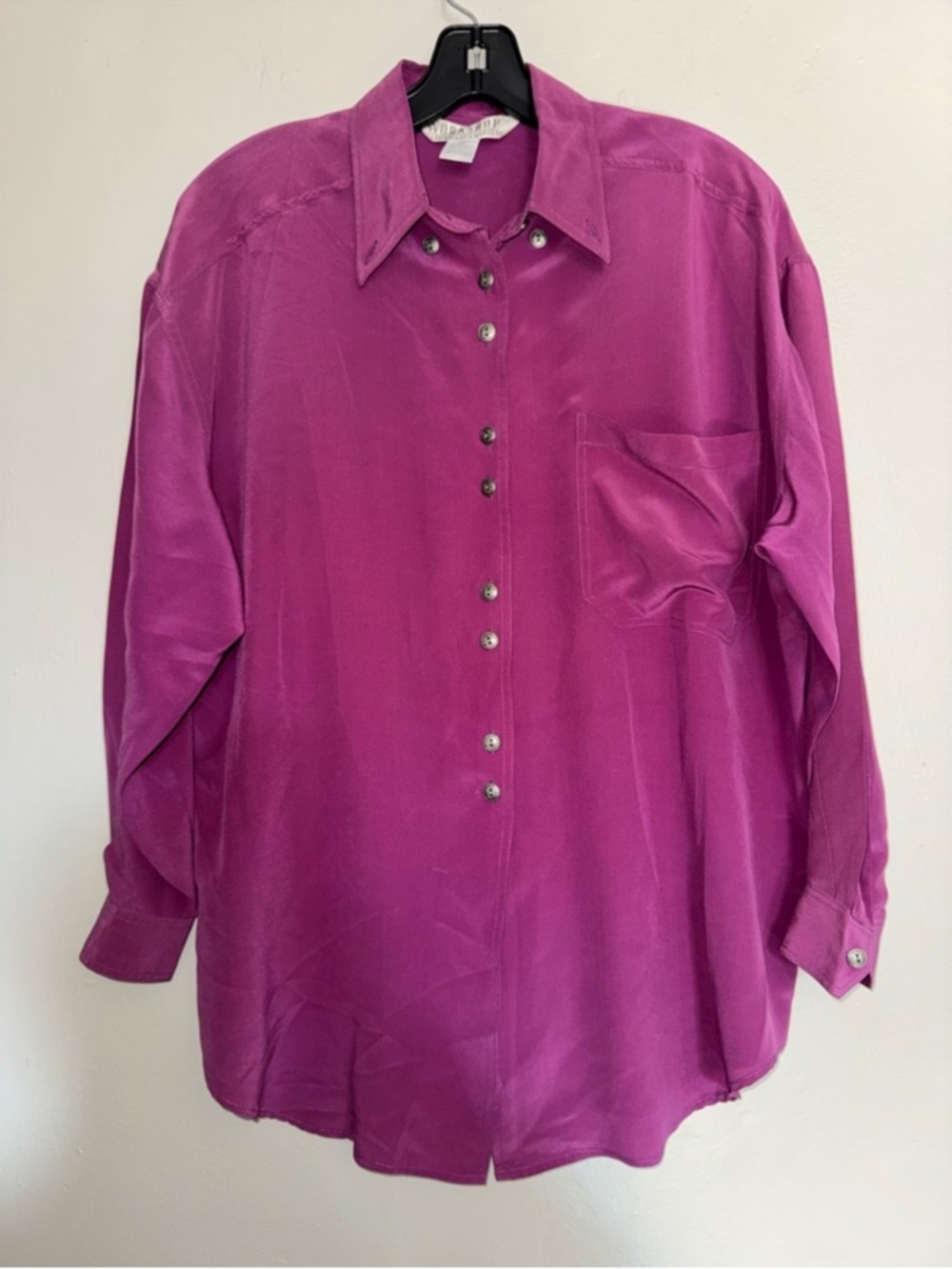Fenn Wright Manson Fuchsia Button-Down Silk Blouse